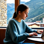 안도라에서 원격 근무하기 좋은 곳 - Modern Nomad in Andorra-la-Vella**

"A young, stylish freelancer working on a laptop at a cafe in An...