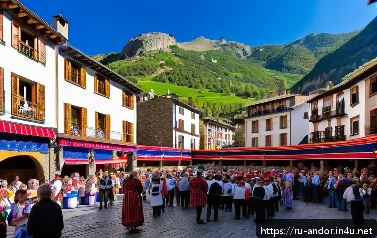 안도라에서 로컬들과 어울리는 방법 - A vibrant Andorran village festival scene during Festa Major, showcasing locals dressed in tradition...